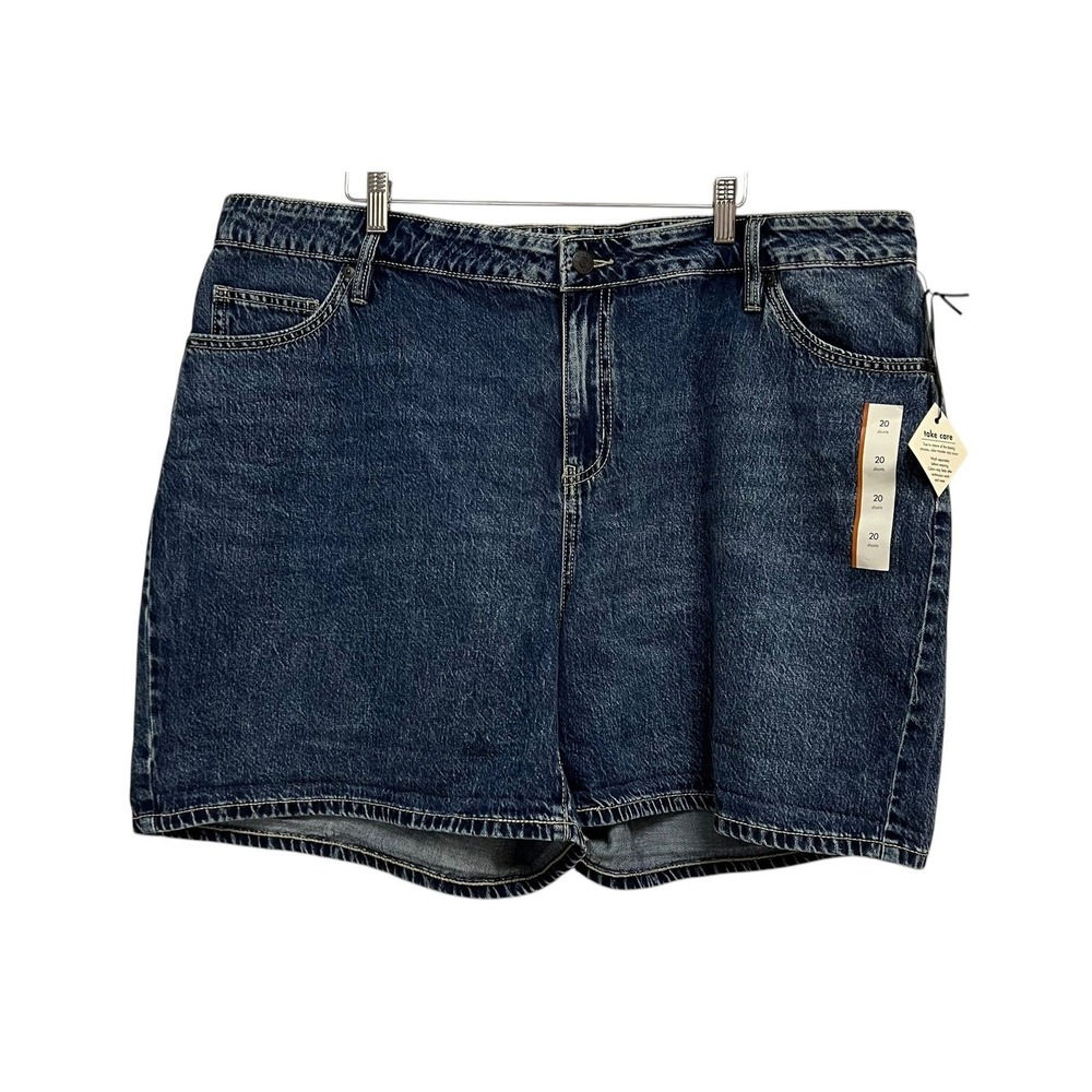Ava & Viv Midi Shorts Womens 20 Blue‎ High Rise Relaxed No Gap Waistband Denim